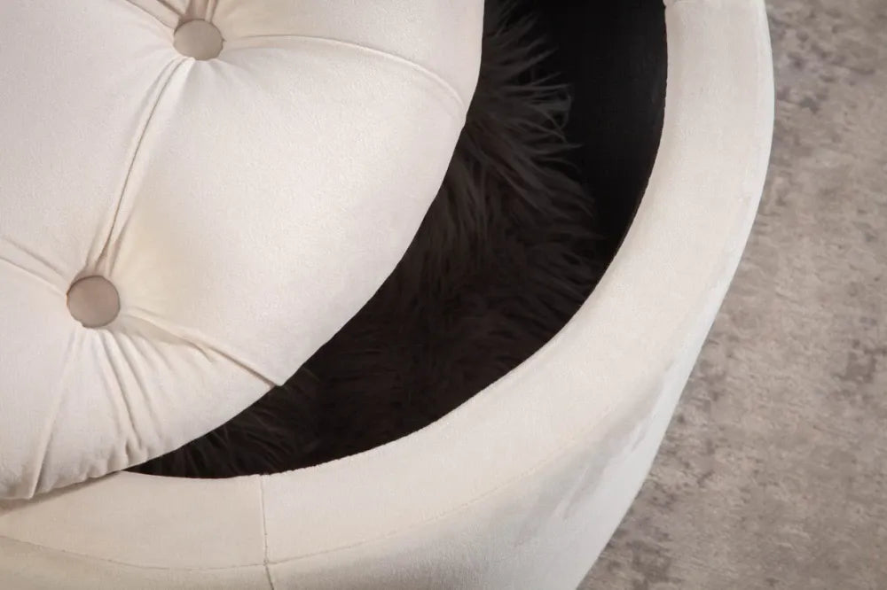 Puf cu spatiu de depozitare din Catifea Bej H43xD50cm Modern Barock