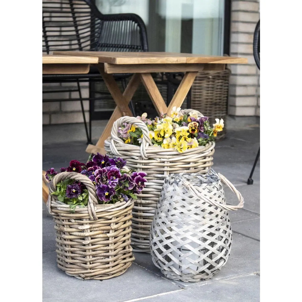 Set 4 cosuri din Ratan/Plastic Maro/Transparent H28/38/48/58xD20/30/40/50cm Caor