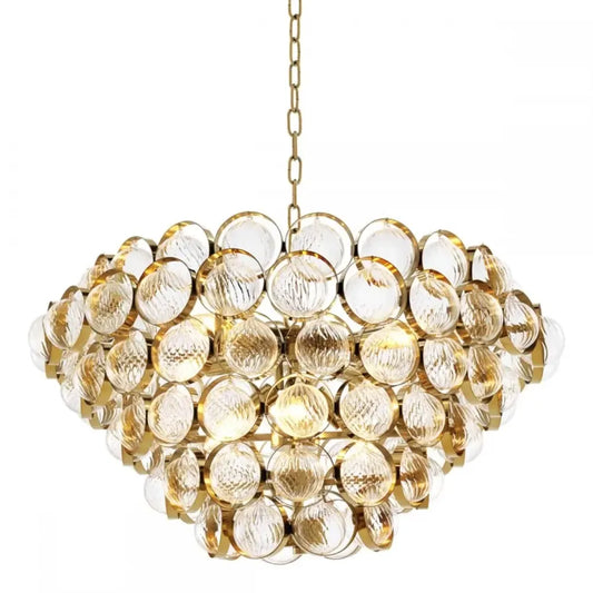 Candelabru din Otel inoxdabil Auriu si Sticla Transparent H40xD78cm Opera Eichholtz