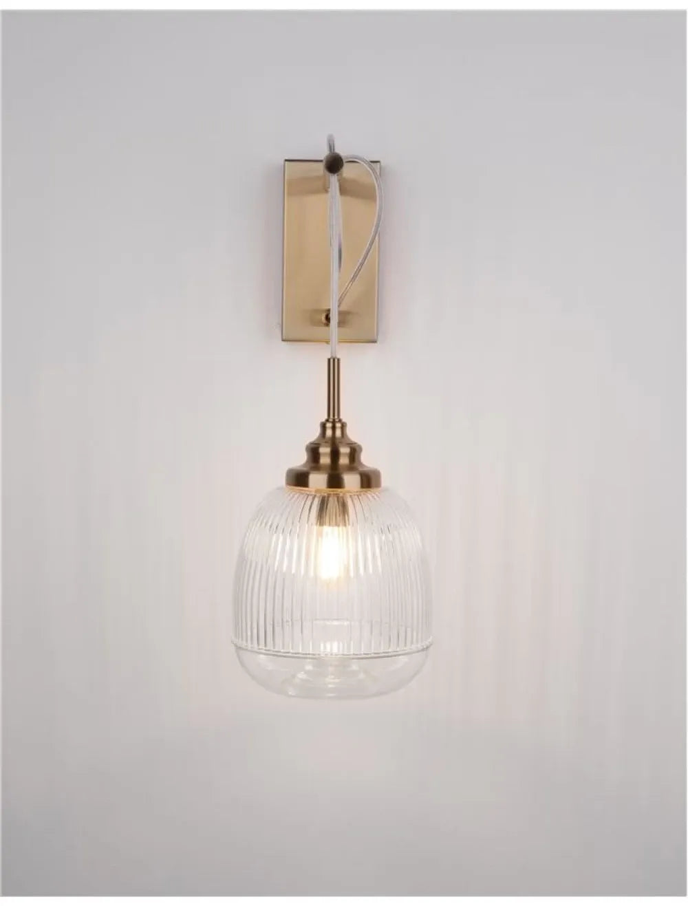 Aplica de perete structura din Metal Auriu si abajur din Sticla Transparent H40xL18cm IP20 MOND