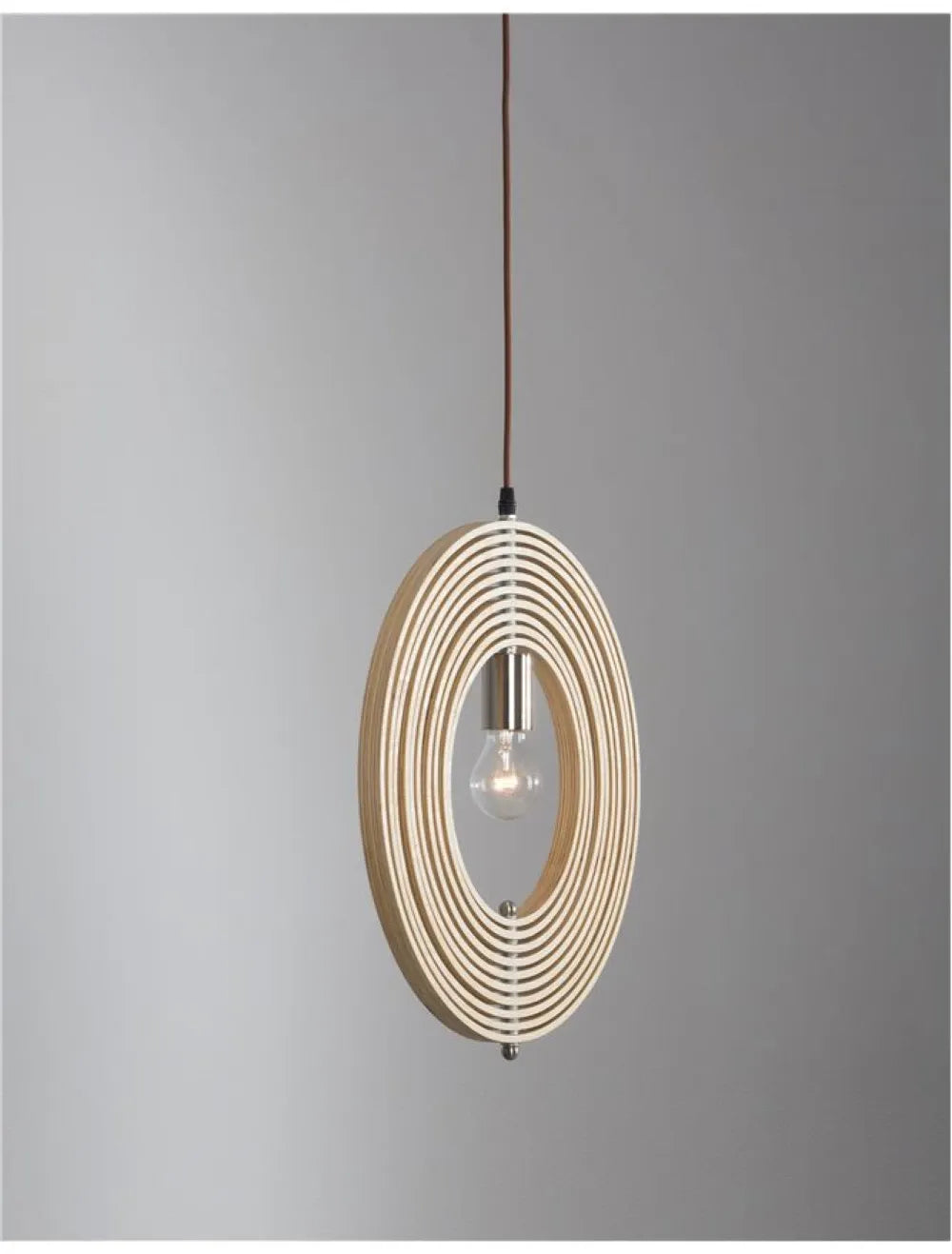 Pendul structura din Metal Negru si abajur din Lemn Bej H130xL43cm IP20 ASCO