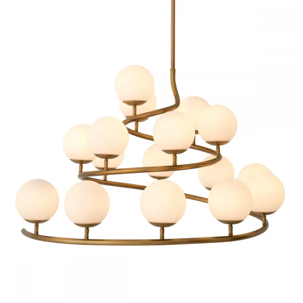 Candelabru din Metal Alama atichizata si Sticla Alb H52xL105cm Brissac Eichholtz