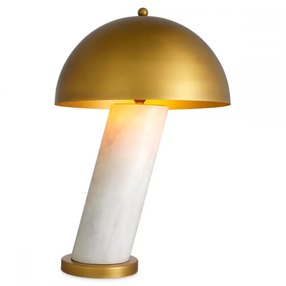 Veioza din Marmura/Metal Alb/Alama si Metal Alama H74xD50cm Daniel Eichholtz