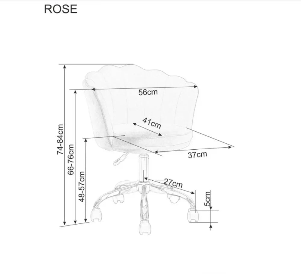 Scaun de birou cu inaltime reglabila tapitat cu Catifea Gri cu picioare din Metal Argintiu H74-84xL56xA41cm Rose