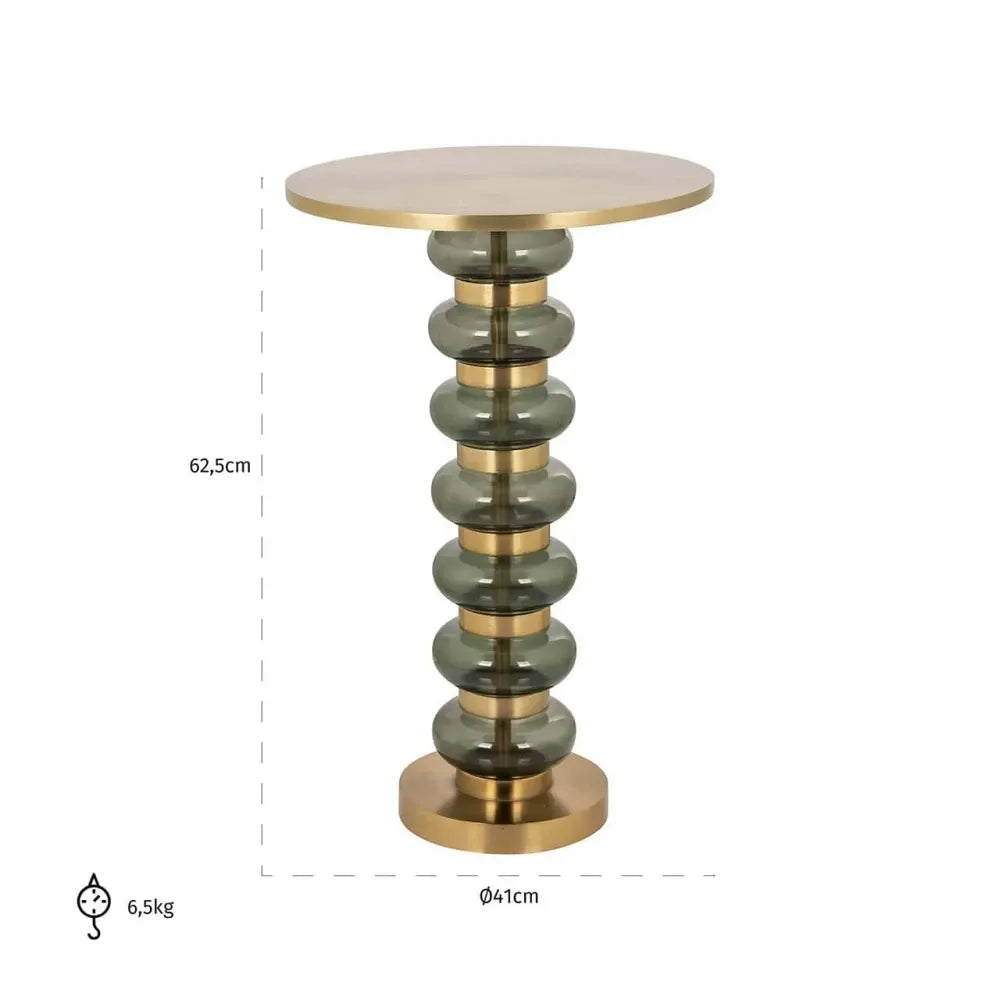 Masuta laterala Rotunda din Aluminiu/Sticla Auriu/Verde D41xH62.5cm Bowiene