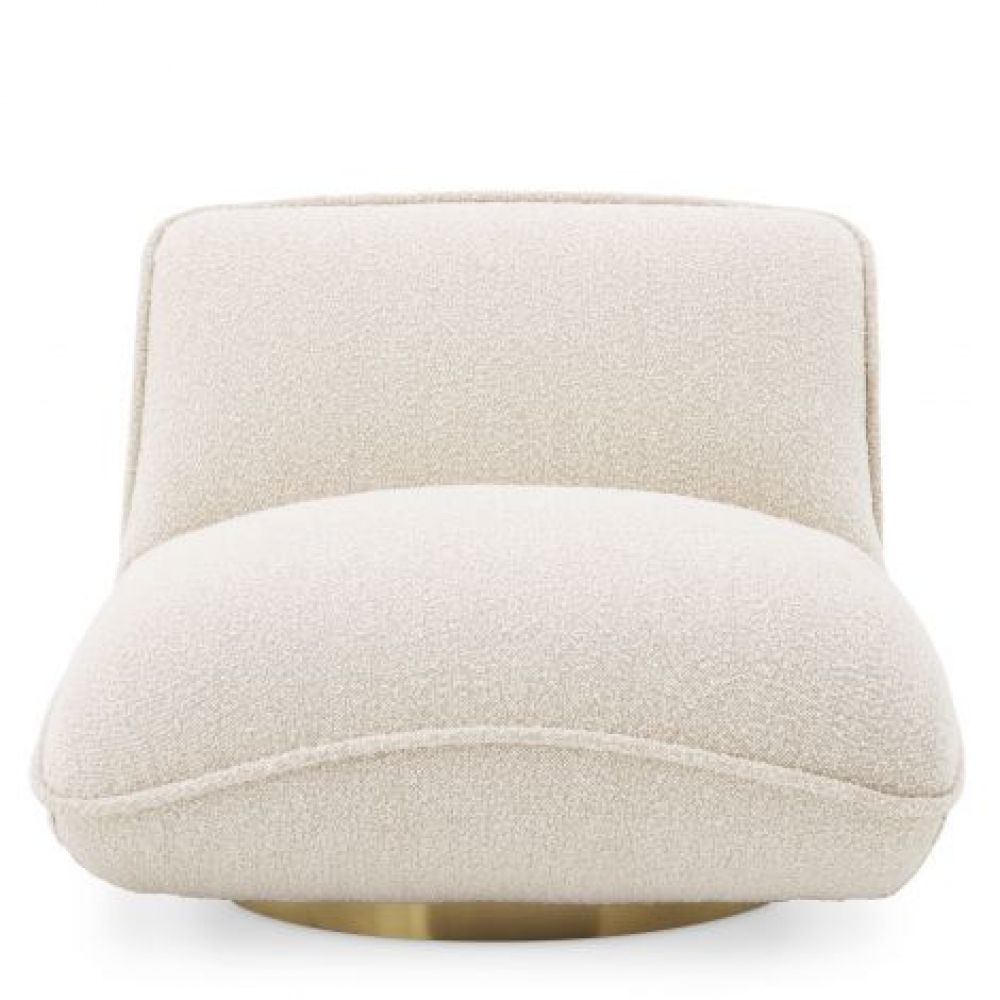 Fotoliu Relax Eichholtz tapitat cu Stofa Boucle Crem cu baza din Otel inoxidabil Auriu H71xL85.5xA105cm