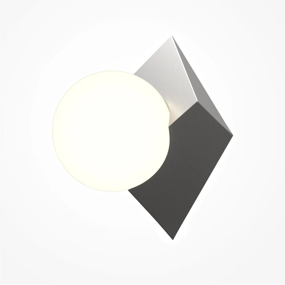 Aplica de perete din Metal Gri si Sticla Alb H21.5xL14.3cm Cubeo