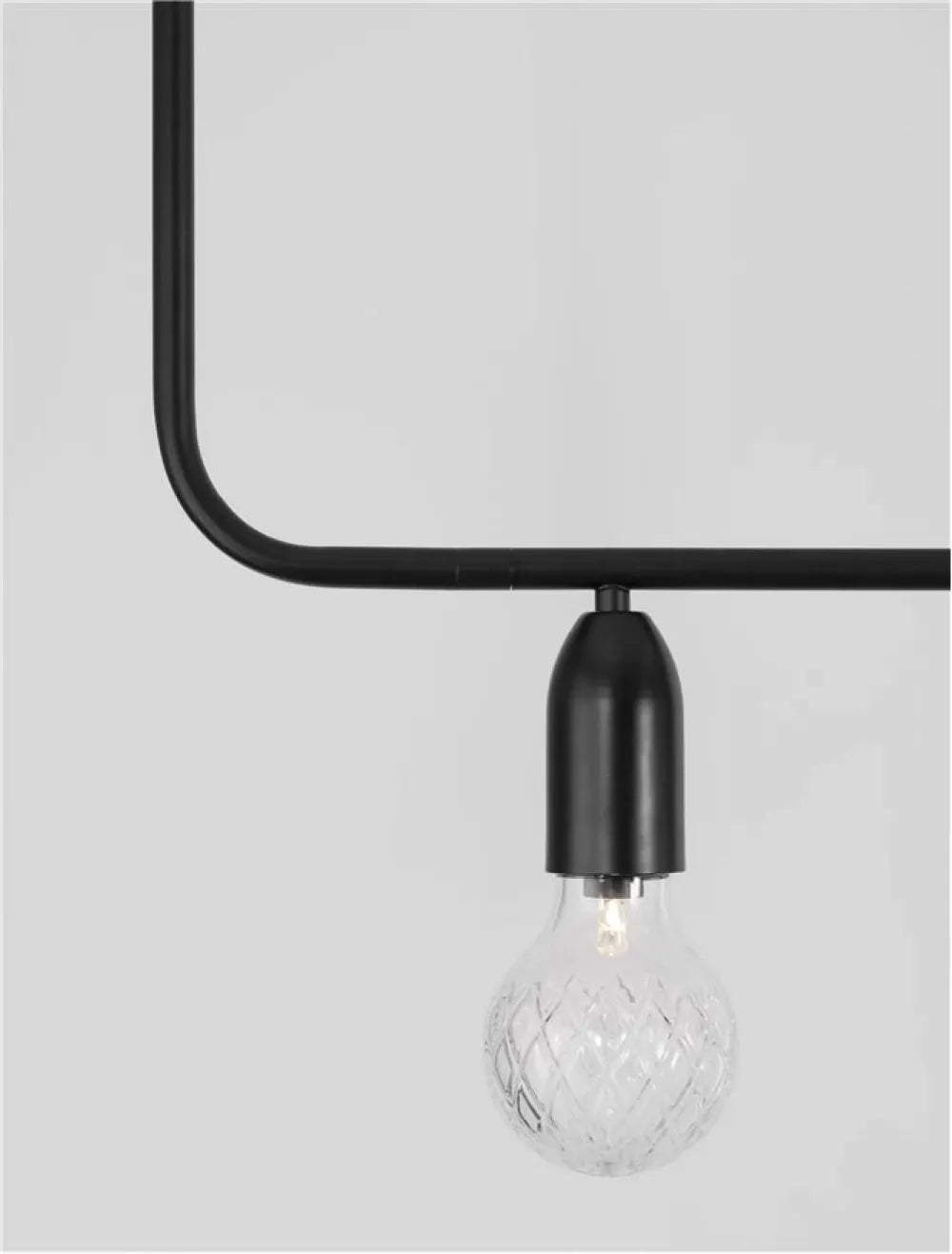 Lustra structura din Metal Negru si abajur din Sticla Transparent H120xL128cm IP20 VEDA