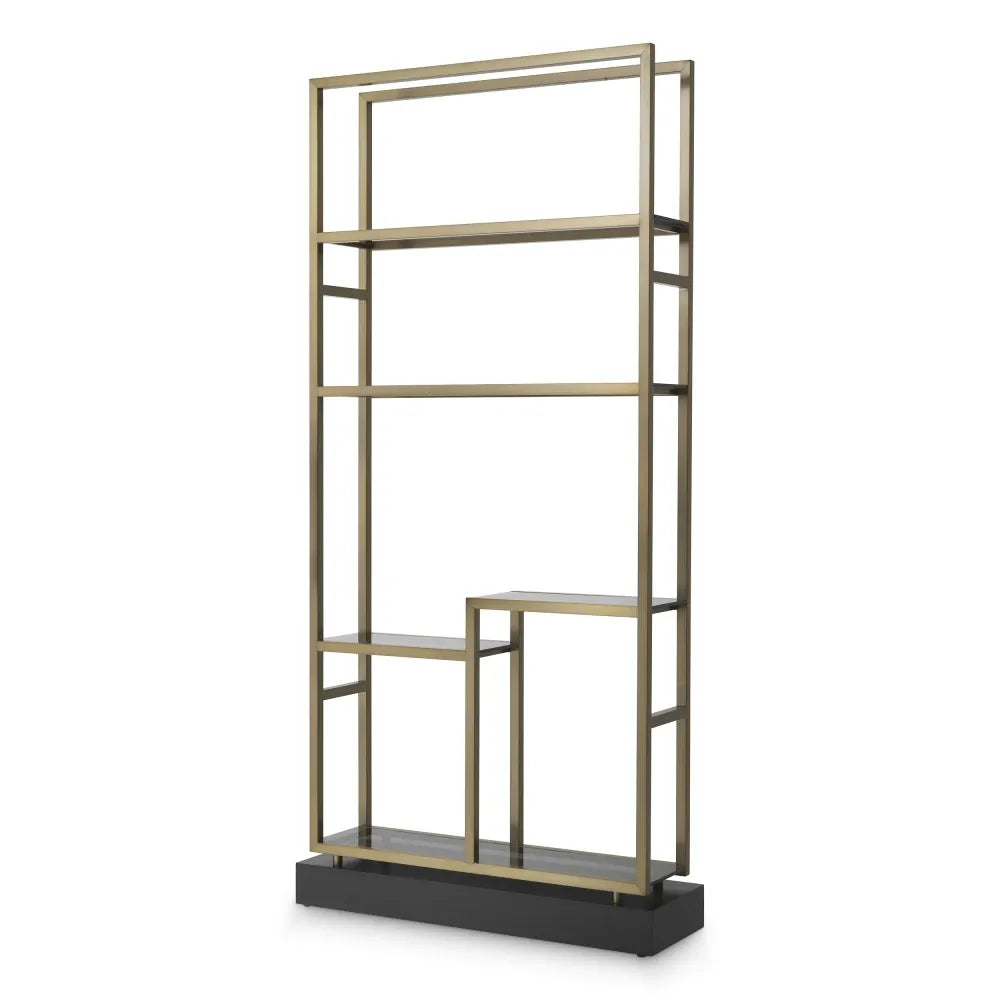 Etajera din Sticla Fumuriu si Metal Alama L35xH240.5cm Corrado II Eichholtz