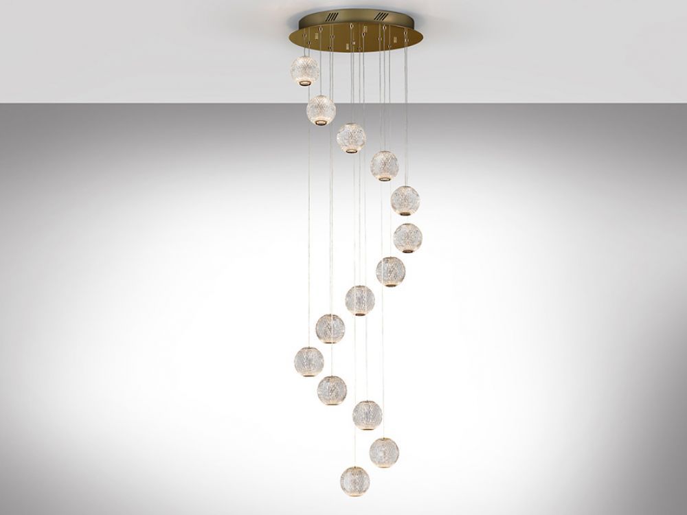 Lustra rotunda cu inaltime reglabila din Sticla Transparent cu LED D50xH300cm Austral