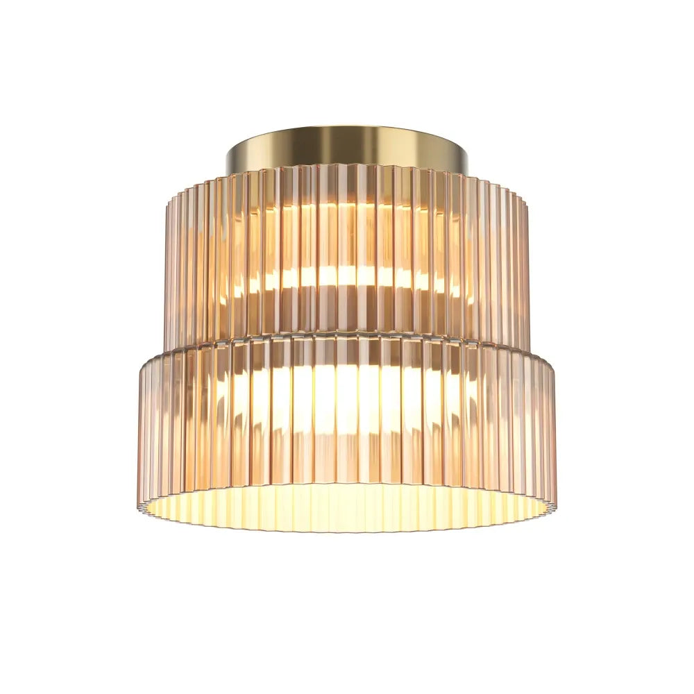 Plafoniera din Metal Bronz si Sticla Maro Cognac H13xD14.8cm Scala
