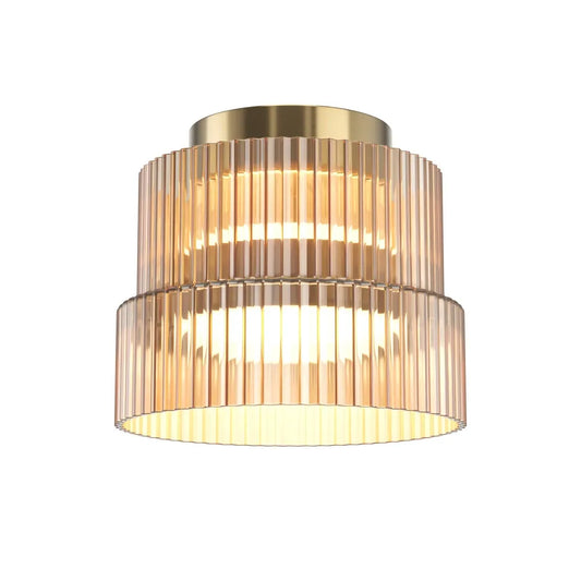 Plafoniera din Metal Bronz si Sticla Maro Cognac H13xD14.8cm Scala