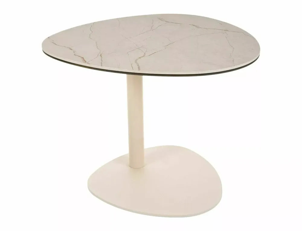 Masuta de cafea din Metal Bej si Sticla securizata+Ceramica Bej mat L58xH46cm Ciao B