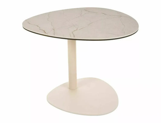 Masuta de cafea din Metal Bej si Sticla securizata+Ceramica Bej mat L58xH46cm Ciao B