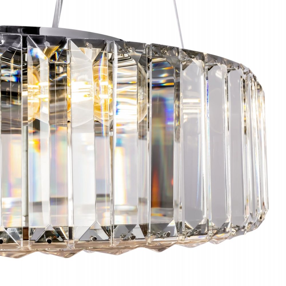 Lustra rotunda cu inaltime reglabila din Cristal Transparent cu 6 becuri D40xH86cm Recinto