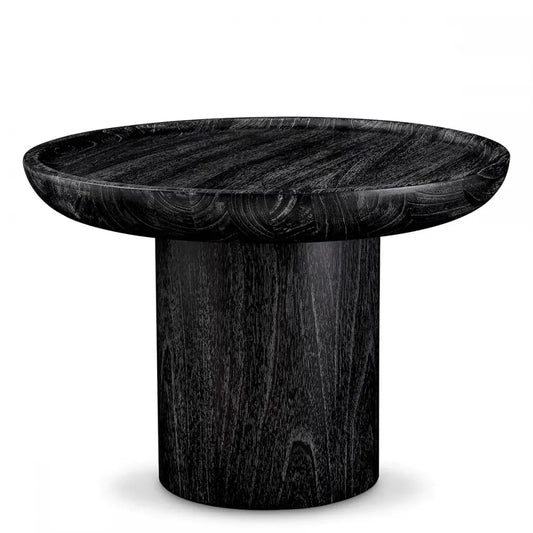 Masuta laterala Rotunda din Furnir Gri carbune D64.5xH46cm Rouault Eichholtz