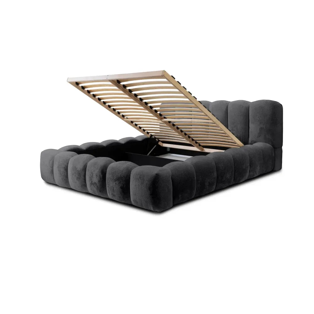 Pat 160x200cm tapitat cu Chenille Negru Dallas