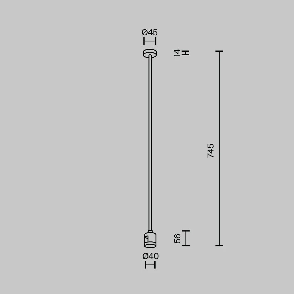 Suport lung pe tavan cu conector direct de alimentare 700 mm Flarity din Aluminiu Negru H74.5xL4.5cm Flarity