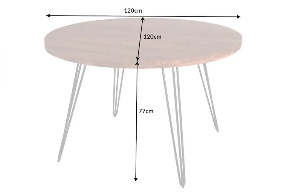 Masa rotunda din Lemn de salcam Maro si Metal Negru D120xH76cm Scorpion