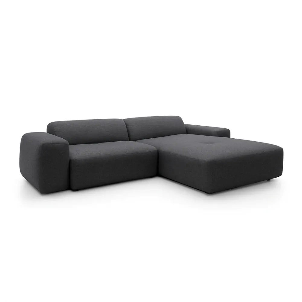 Coltar Loran fix in forma de L din catifea Vogue gri L264×180×H65 cm