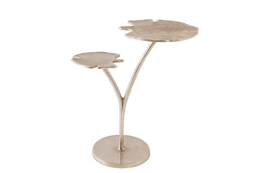 Masuta laterala din Metal Argintiu L52xH61cm Ginkgo leaves