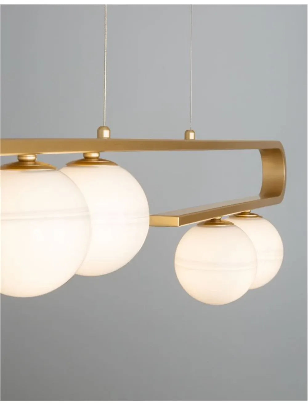 Lustra structura din Metal Auriu si abajur din Sticla Alb H180xL113cm IP20 CANTONA