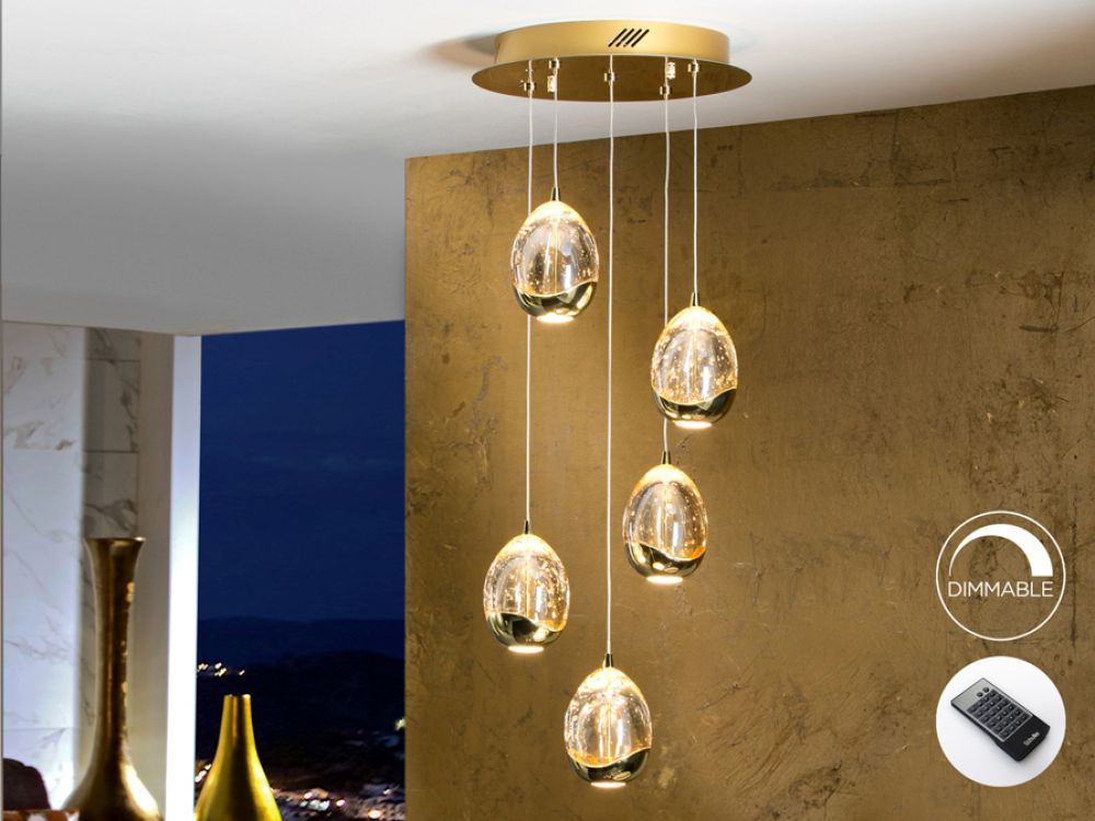 Lustra rotunda cu inaltime reglabila din Sticla Transparent cu LED D30xH150cm Rocio