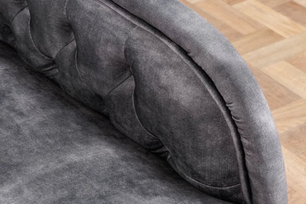 Sezlong tapitat cu Catifea Gri L170cm Chesterfield