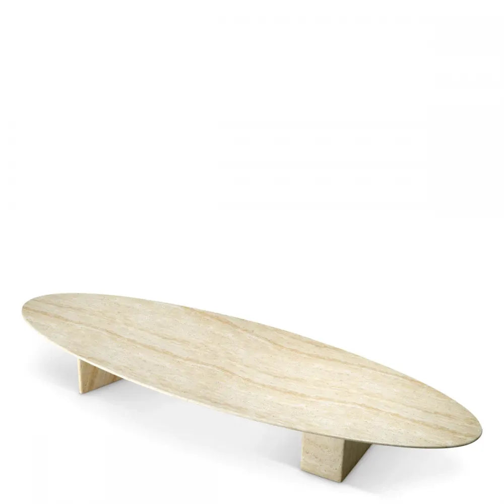 Masuta de cafea pentru exterior din Travertin artficial Bej H28.5xL240cm Aurore Eichholtz