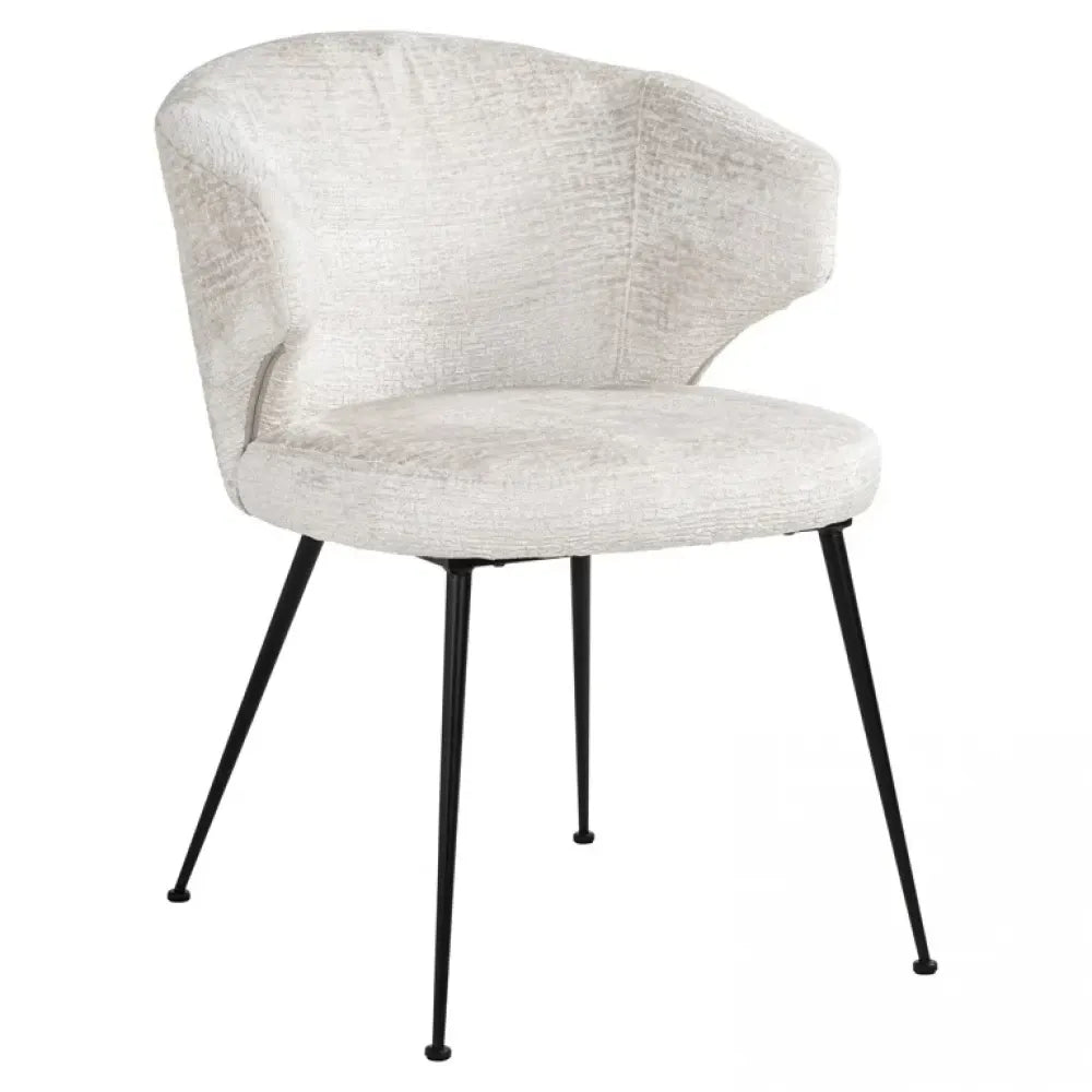 Scaun tapitat cu Stofa Crem cu picioare din Metal Negru H80xL60xA65cm Xandra Richmond Interiors