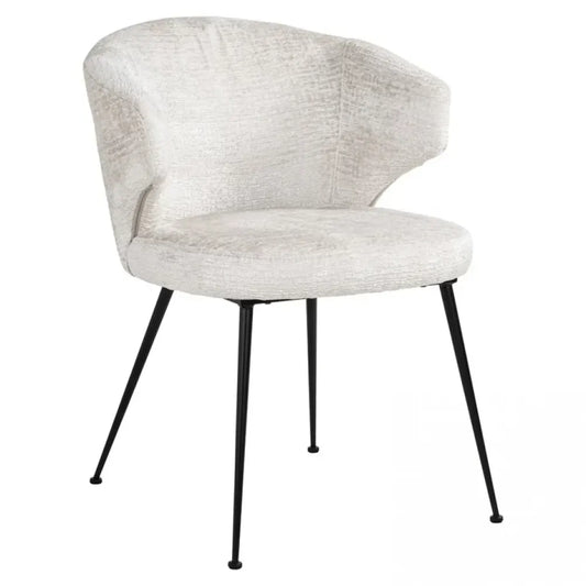 Scaun tapitat cu Stofa Crem cu picioare din Metal Negru H80xL60xA65cm Xandra Richmond Interiors