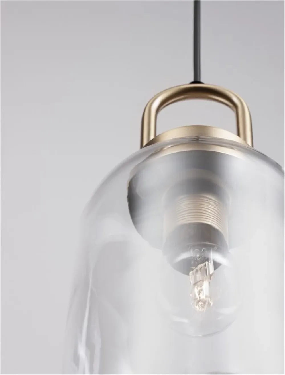 Pendul structura din Metal Alama si abajur din Sticla Transparent H255xL15.5cm IP20 IRVINE