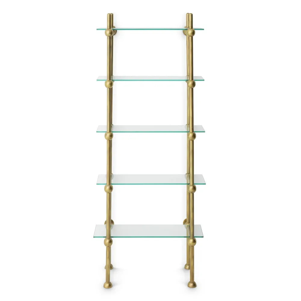 Etajera din Sticla Transparent si Metal Alama L49xH240cm Monforte Eichholtz