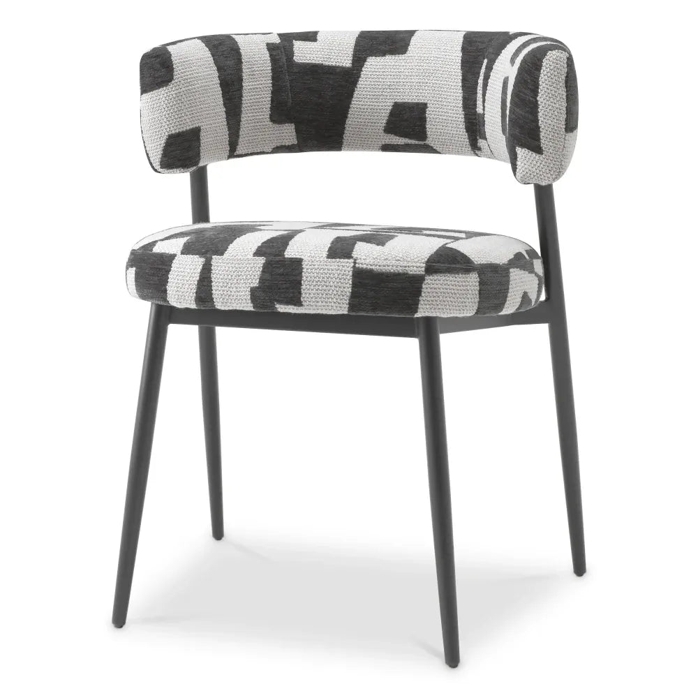 Scaun tapitat cu Stofa Negru/Alb L59xA56xH77cm Folsom Eichholtz