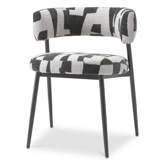 Scaun tapitat cu Stofa Negru/Alb L59xA56xH77cm Folsom Eichholtz