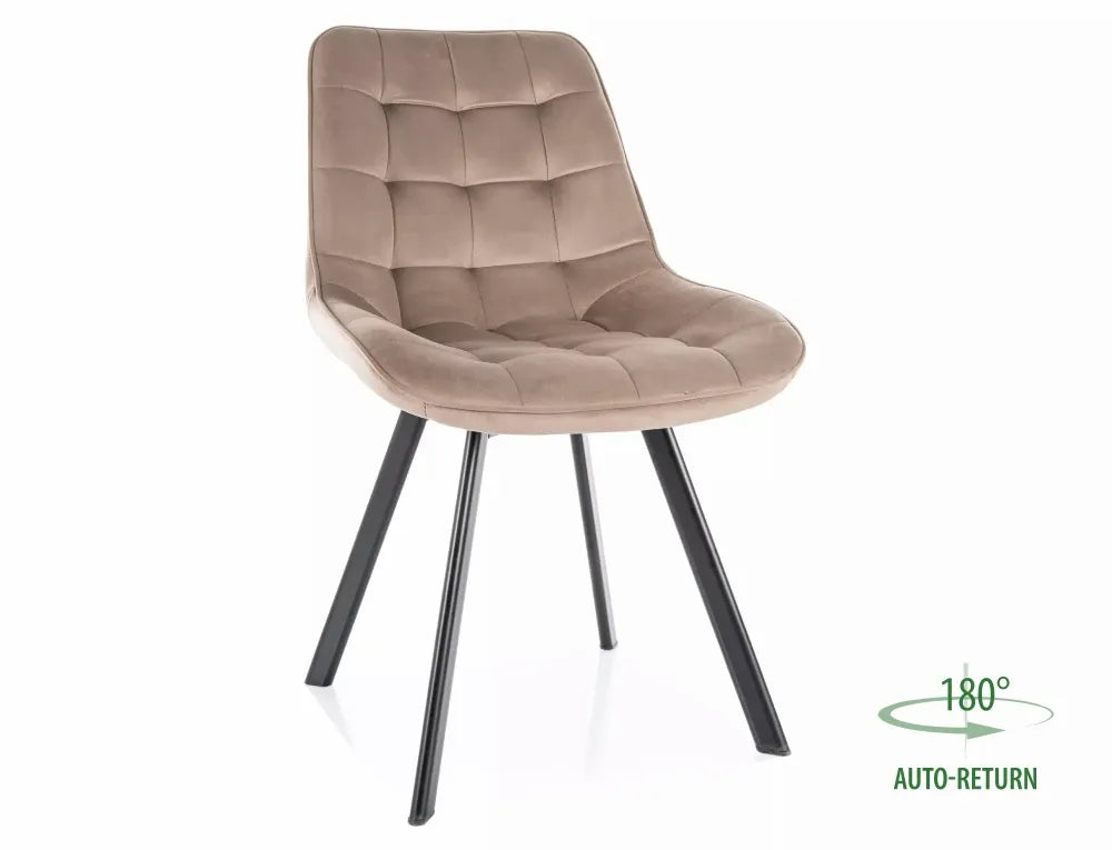 Set 2 scaune din Catifea Bej inchis si Metal Negru Hx88Lx51xA60cm Monti