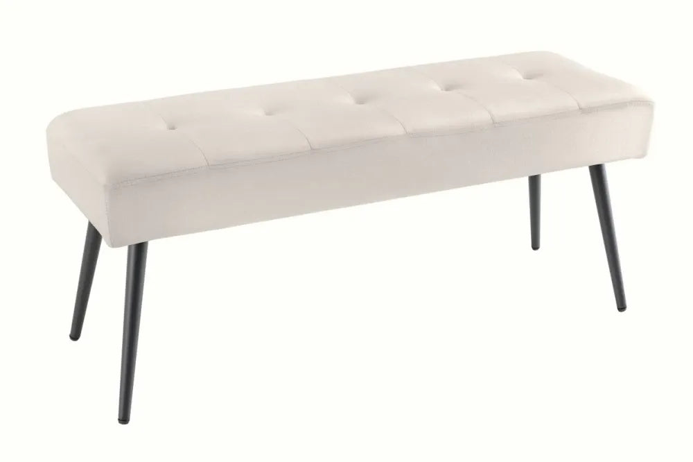 Bancheta din Metal Negru si Catifea Bej H42xL100cm Boutique