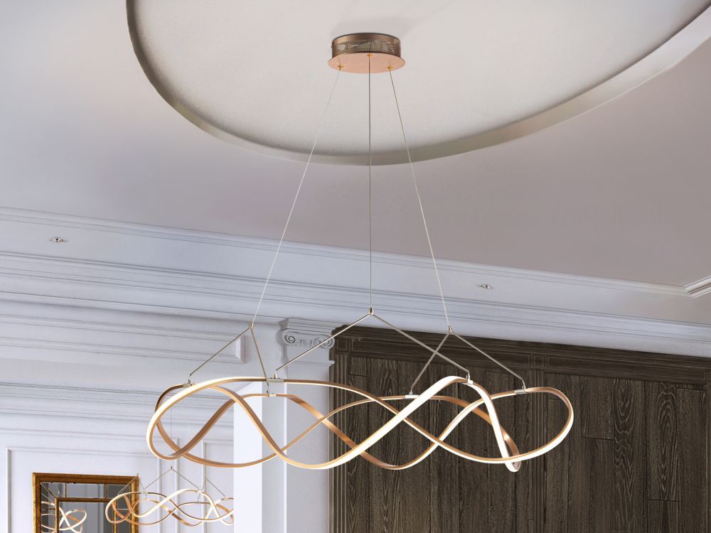 Lustra rotunda cu inaltime reglabila din Aluminiu Auriu cu LED D110xH130cm Molly