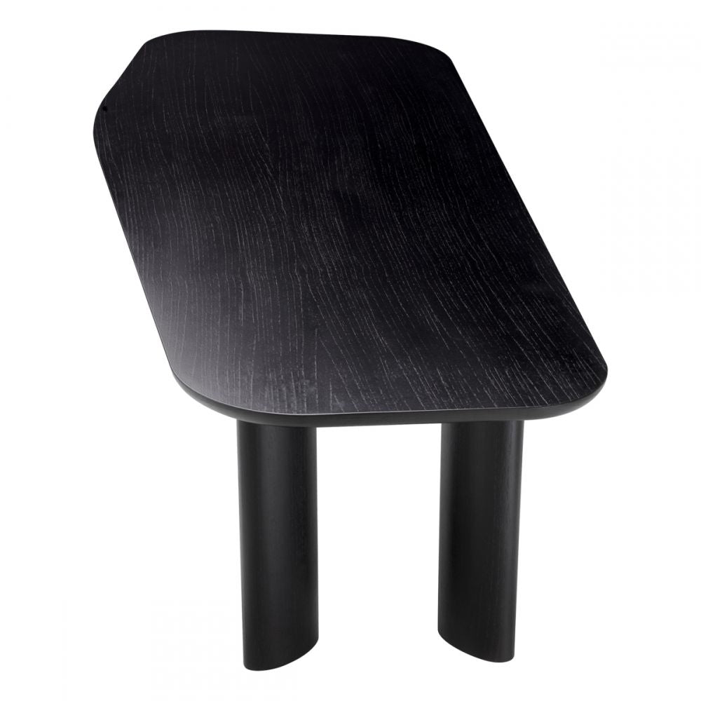 Masa Asimetrica Flemings Eichholtz din Furnir de stejar Negru de 6-8 persoane L250xH76.5cm