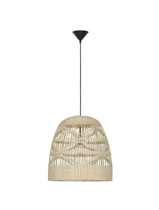 Pendul structura din Metal Negru si abajur din Ratan Bej H200xL46cm IP20 MARLO