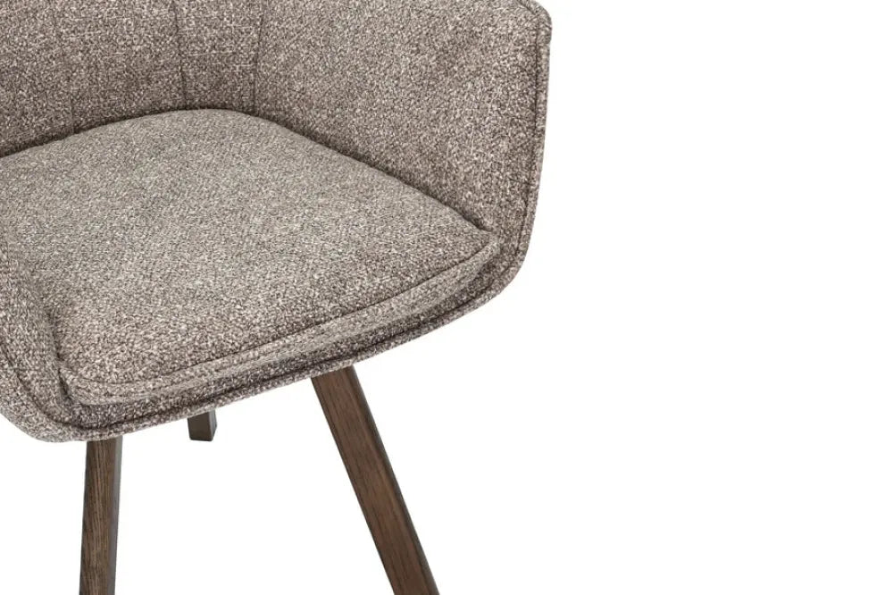 Set 2 scaune rotative tapitat cu Stofa Gri taupe si picioare din Lemn de stejar Maro H94xL58xA64cm THOR
