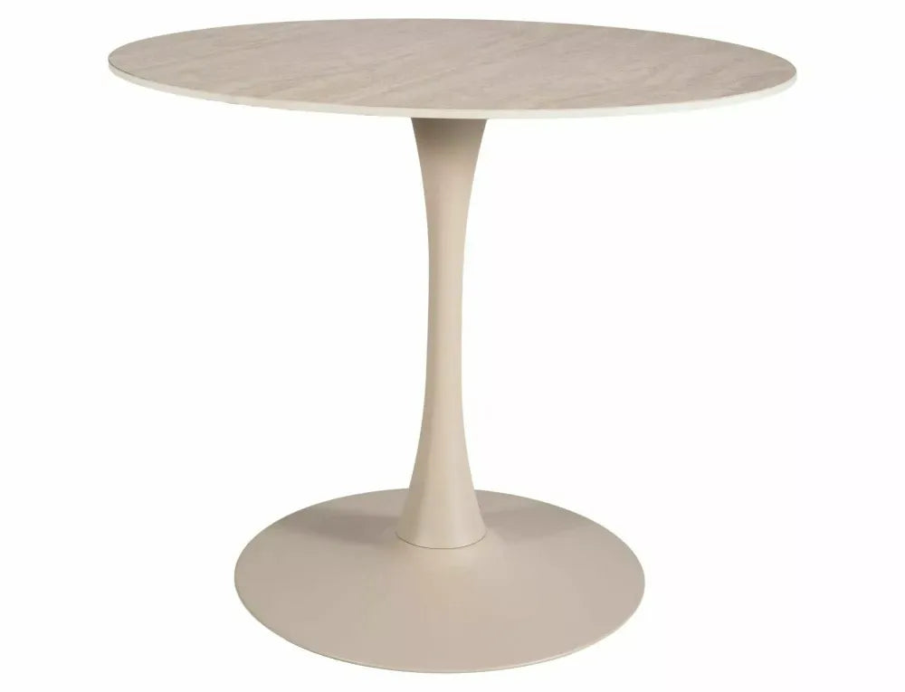 Masa rotunda din Metal Bej si Ceramica Bej mat D90xH75cm Amadeo