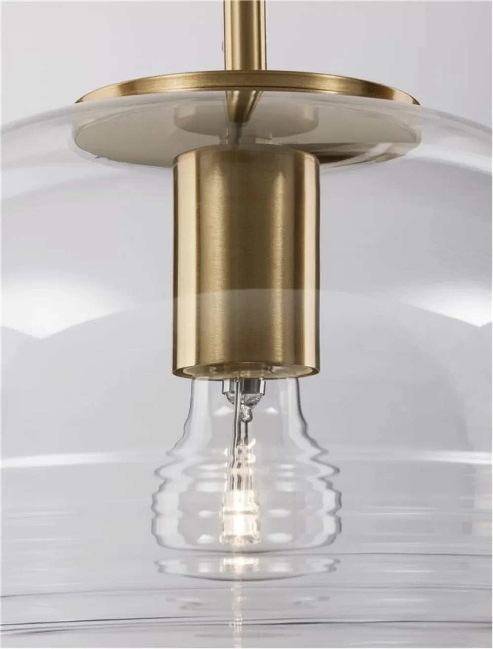 Pendul structura din Metal Auriu si abajur din Sticla Transparent H190xL28cm IP20 MAEVE