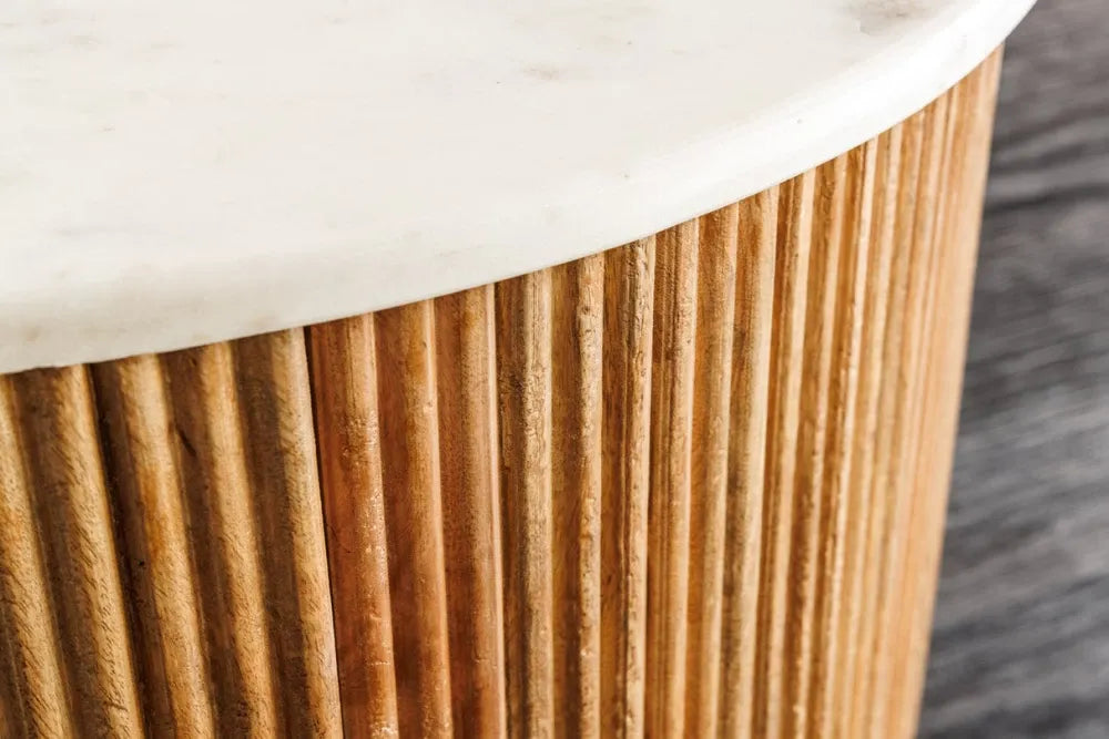Masuta de cafea din Marmura Alb si Lemn de mango Maro LxH40cm Tres chic