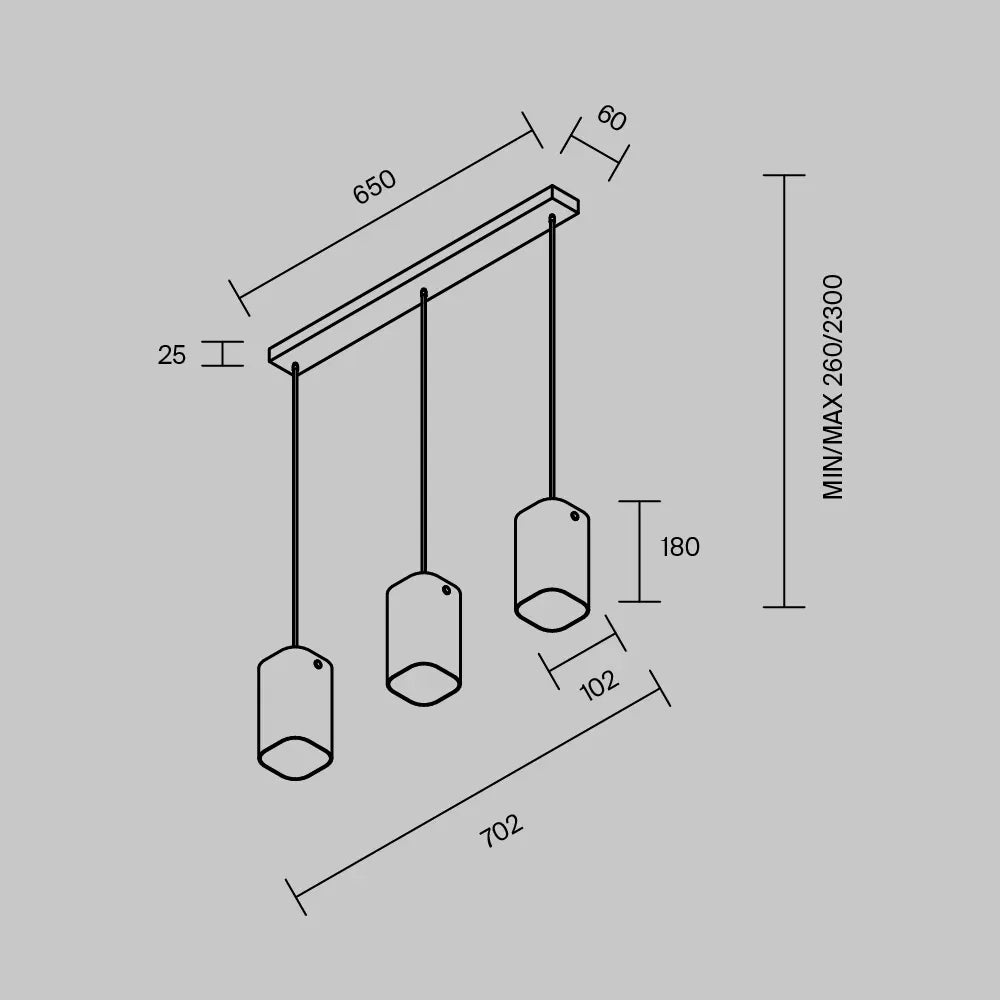 Lustra din Metal Negru H230xL70.2cm Maris