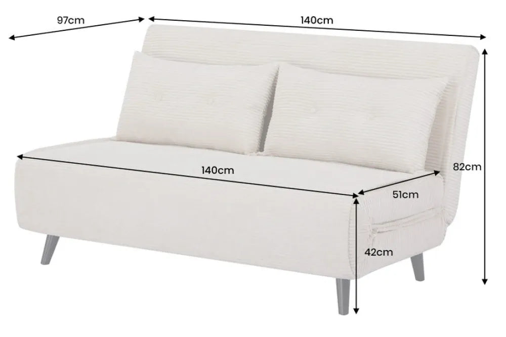 Fotoliu cu functie de dormit tapitat cu Raiat Bej si picioare din Lemn de pin Negru H83xL140xA90cm SMART MULTIFUNCTION