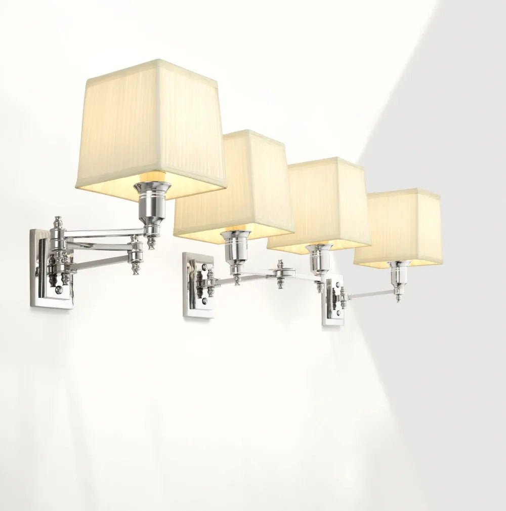 Aplica de perete din Metal Argintiu si Stofa Alb H27xL43cm Lexington Double Eichholtz