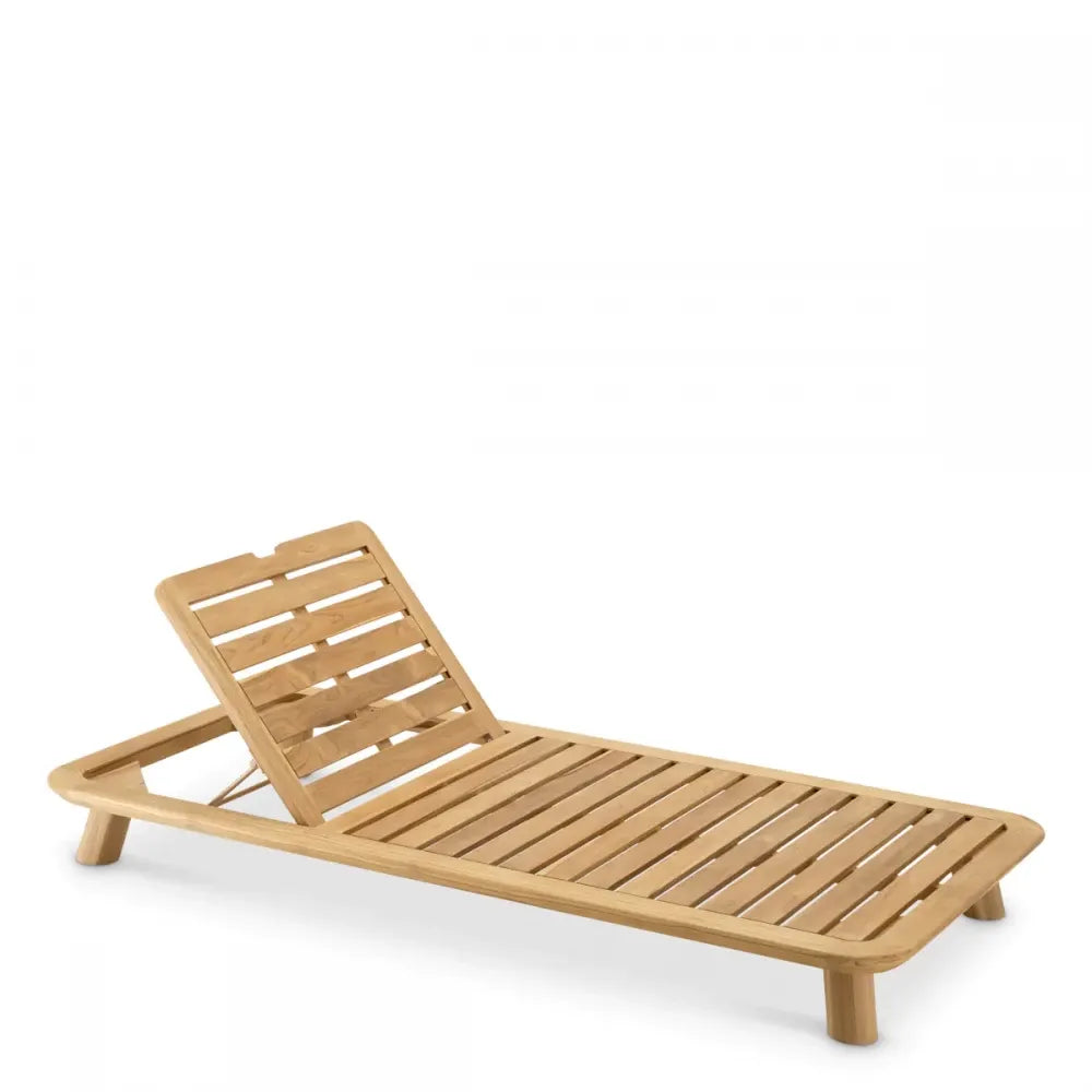 Sezlong de exterior din Lemn de tec Maro si Stofa Bej H96xL210cm Weston Eichholtz