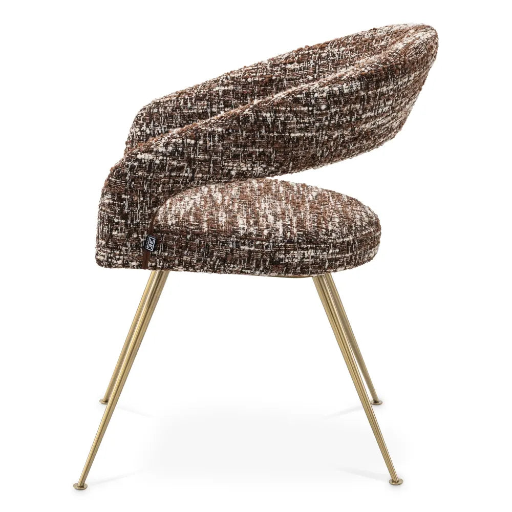 Scaun tapitat cu Stofa boucle Multicolor L58xA56xH77cm Bravo Eichholtz