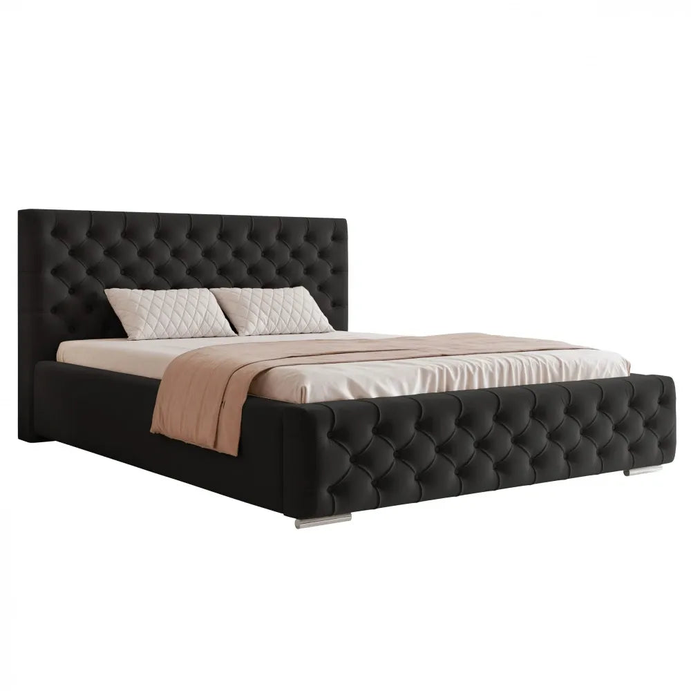 Pat 200 x 200 tapitat cu Stofa Kronos Negru Lora